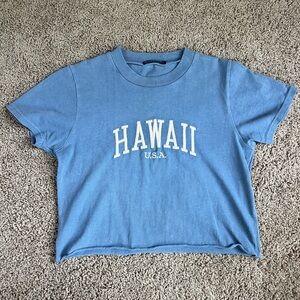 Brandy Melville Blue 'HAWAII U.S.A.' Slightly Cropped Tee